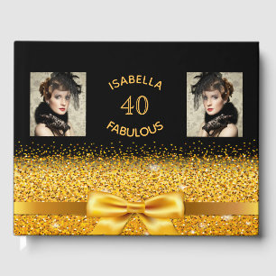 40 fabulous birthday party black photo bow guest book