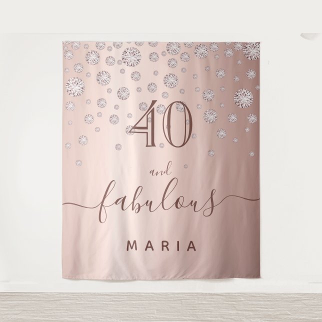 40 fabulous birthday rose gold diamonds glam tapestry (Front)