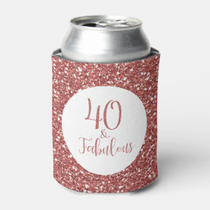 40 & Fabulous Birthday Rose Gold Glitter Can Cooler