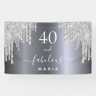 40 fabulous birthday sparkling glitter silver banner