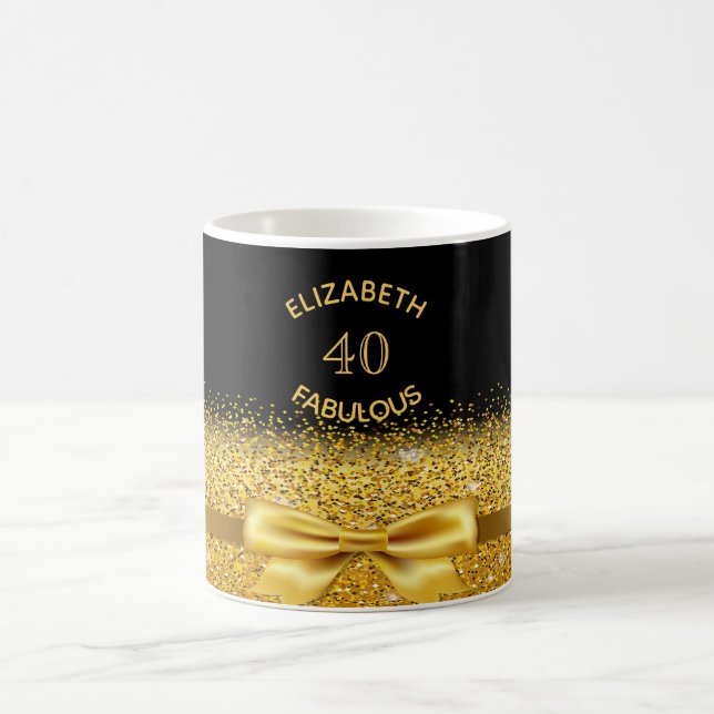 40 fabulous black gold bow coffee mug (Center)