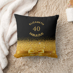 40 fabulous black gold bow name cushion