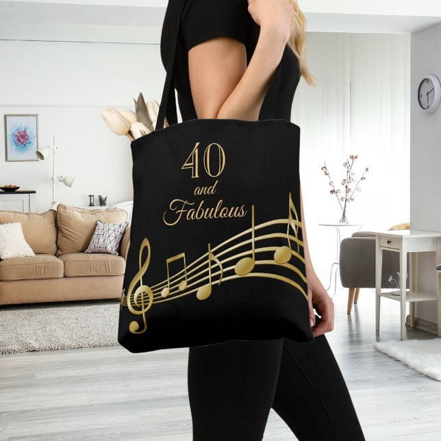 40 fabulous black gold music notes tote bag (Creator Uploaded)