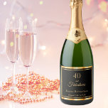 40 fabulous black gold name date sparkling wine label<br><div class="desc">Simple and elegant 40th birthday party sparkling wine label. Black background colour and a faux gold frame. With the text: 40 and fabulous. Template for name and date. Golden letters. You can change the background colour to match your theme. Click customise and then "select a background colour" on your right....</div>