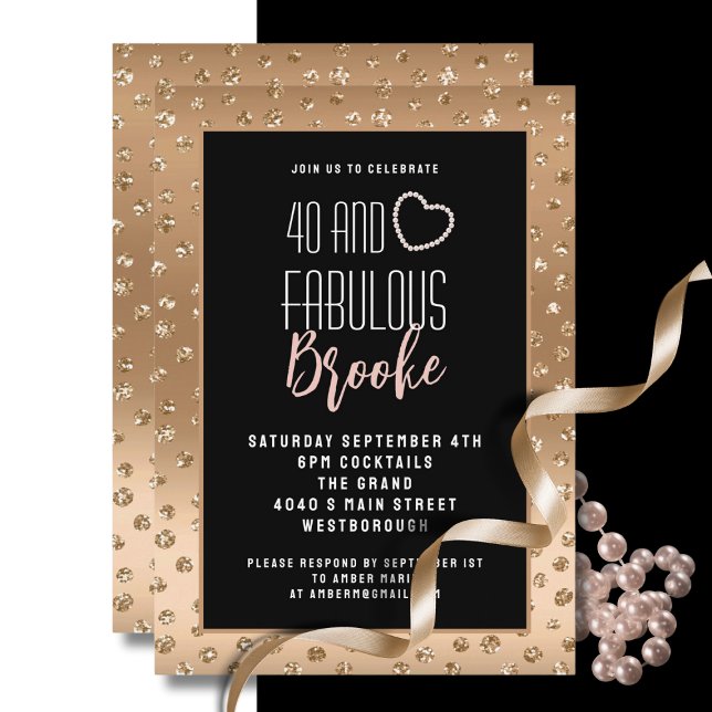40 Fabulous Blush Pink Gold Sparkle Birthday  Invitation (Creator Uploaded)