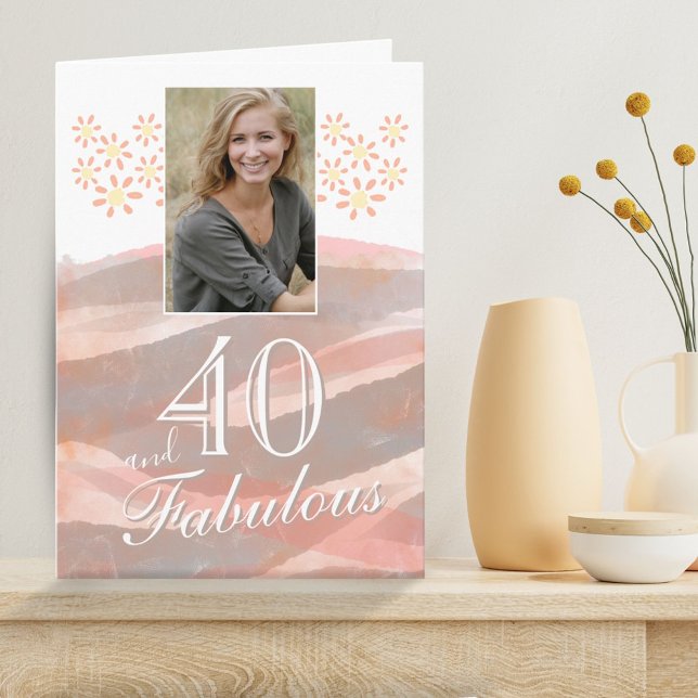40 & Fabulous Daisy Flower Watercolor Birthday Card (Creator Uploaded)