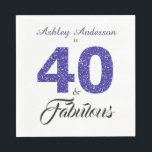 40 Fabulous Dark Blue Glitter 40th Birthday Party Napkin<br><div class="desc">Celebrate turning 40 in style with this elegant custom 40th birthday design, 40 and fabulous in dark blue glitter and black and your name in chic script calligraphy. Exclusively designed for you by Happy Dolphin Studio. If you need any help please contact us through our store. We're happy to help...</div>
