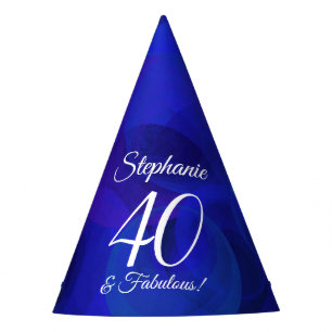 40 & Fabulous Elegant Royal Blue Birthday Party Hat