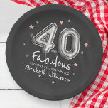 40 & Fabulous Foil Balloon Stars Birthday Paper Plate<br><div class="desc">Design is composed of foil balloons and stars 

Available here:
http://www.zazzle.com/store/selectpartysupplies</div>