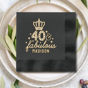 40 & Fabulous Fortieth Birthday Personalised Name Foil Napkins