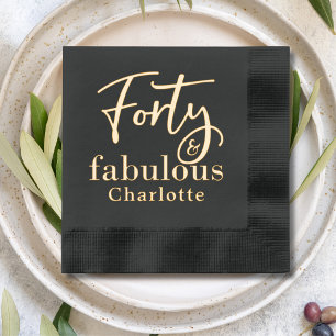 40 & Fabulous Fortieth Birthday Personalised Name Foil Napkins