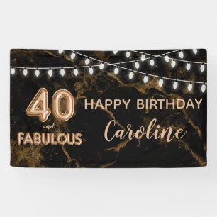 40 & Fabulous Gold Black Balloon Lights Birthday Banner