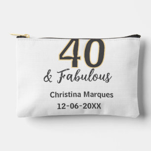 40 & fabulous gray yellow birthday calligraphy  accessory pouch