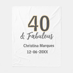 40 & fabulous gray yellow birthday calligraphy fleece blanket