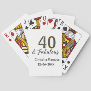 40 & fabulous gray yellow birthday calligraphy playing cards
