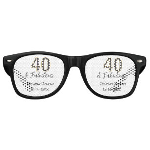 40 & fabulous gray yellow birthday calligraphy  retro sunglasses