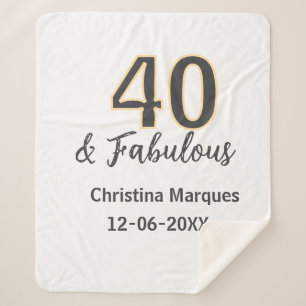 40 & fabulous gray yellow birthday calligraphy sherpa blanket
