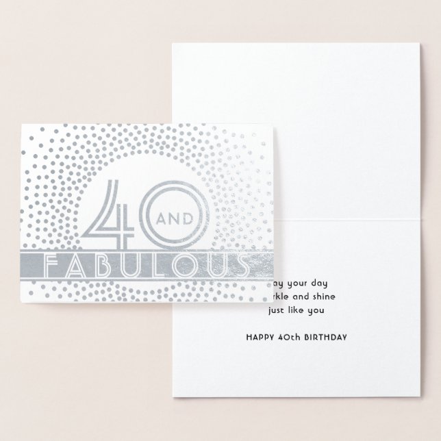 40 & Fabulous Happy Fortieth Birthday Kraft Silver Foil Card (Display)