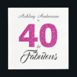 40 Fabulous Hot Pink Glitter 40th Birthday Party Napkin<br><div class="desc">Celebrate turning 40 in style with this elegant custom 40th birthday design, 40 and fabulous in hot pink glitter and black and your name in chic script calligraphy. Exclusively designed for you by Happy Dolphin Studio. If you need any help please contact us through our store. We're happy to help...</div>