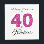 40 Fabulous Hot Pink Glitter 40th Birthday Party Napkin<br><div class="desc">Celebrate turning 40 in style with this elegant custom 40th birthday design, 40 and fabulous in hot pink glitter and black and your name in chic script calligraphy. Exclusively designed for you by Happy Dolphin Studio. If you need any help please contact us through our store. We're happy to help...</div>