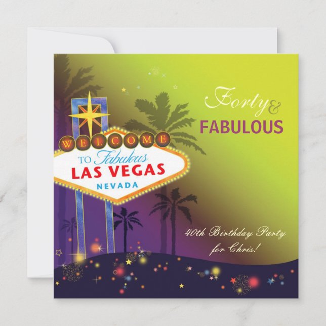 40 & FABULOUS Las Vegas Birthday Party Invitation (Front)