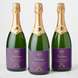 40 fabulous purple gold na,e sparkling wine label