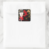40 & Fabulous Red Black Gold Birthday Shoes Square Sticker (Bag)