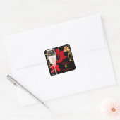 40 & Fabulous Red Black Gold Birthday Shoes Square Sticker (Envelope)