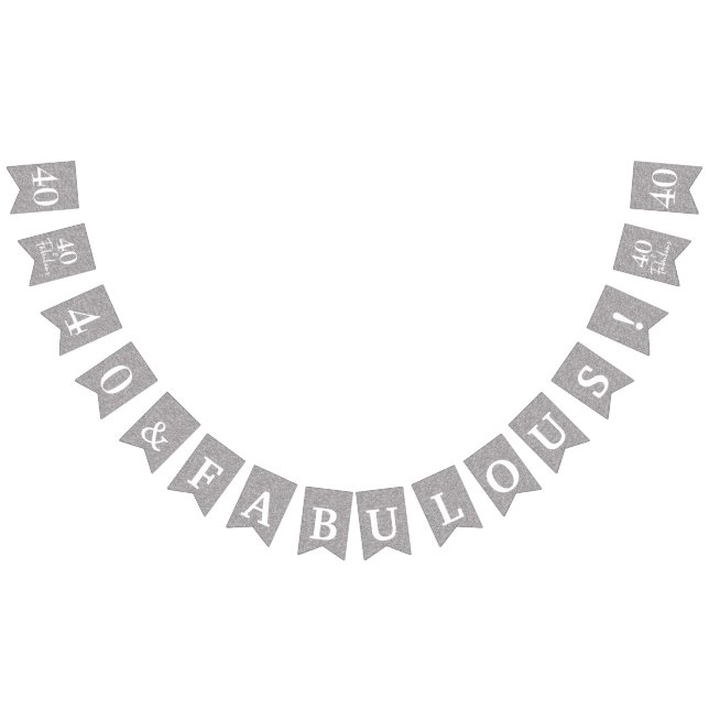 40 Fabulous White Script Silver Glitter Bunting (All)