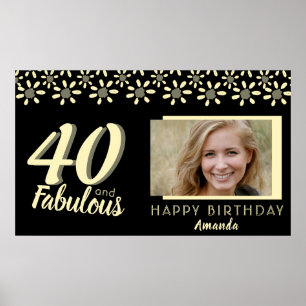 40 & Fabulous Yellow Daisy Flower Watercolor Photo Poster