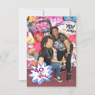 40 & Fly Hip Hop 40th Birthday Photo Thank You Card