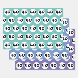 40 for Colourful 40th Birthday Wrapping Paper