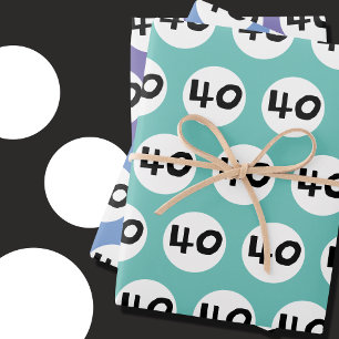 40 for Colourful 40th Birthday Wrapping Paper