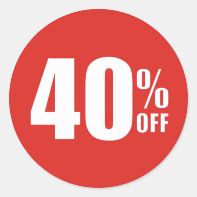 40% Forty Percent OFF Discount Sale Sticker (Front)
