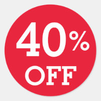 40% Forty Percent OFF discount sale white red  