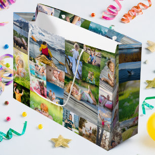 40 Horizontal Photo Collage Large Gift Bag