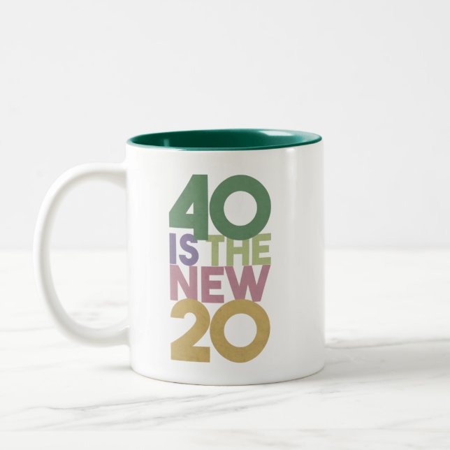 40 is the New 20 - 40th Birthday Essential Two-Tone Coffee Mug (Left)