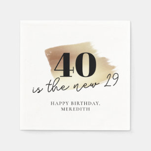 40 is the New 29 Gold Black 40th Birthday Party Napkin