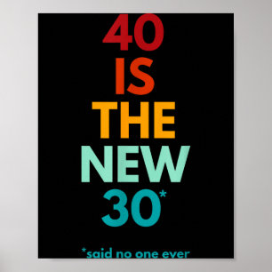 40 Is The New 30 Said Ever, Funny 40th Birthday Poster