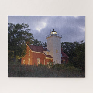 40 Mile Point Lighthouse at dusk Jigsaw Puzzle