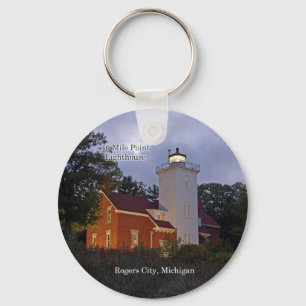 40 Mile Point Lighthouse at dusk key chain