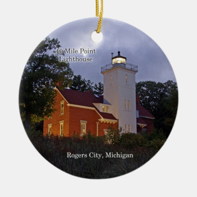 40 Mile Point Lighthouse circle ornament (Front)