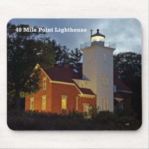 40 Mile Point lighthouse dusk mousepad