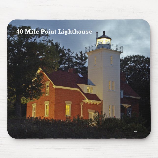 40 Mile Point lighthouse dusk mousepad (Front)