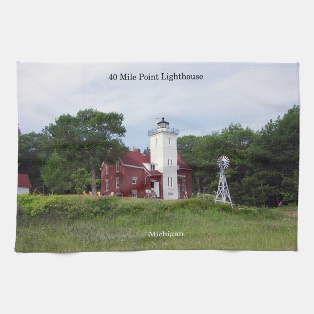 40 Mile Point Lighthouse kitchen towel (Horizontal)