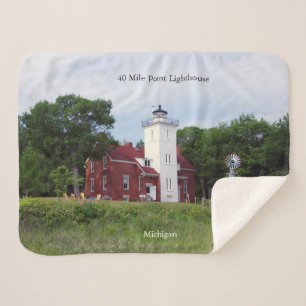 40 Mile Point Lighthouse sherpa blanket