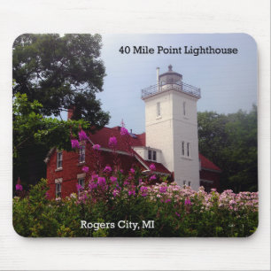 40 Mile Point lighthouse spring mousepad