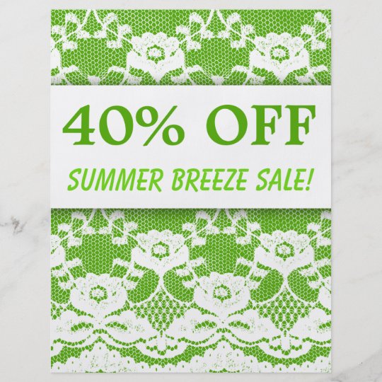 40 OFF Sale Flyer Green White Lace Bold