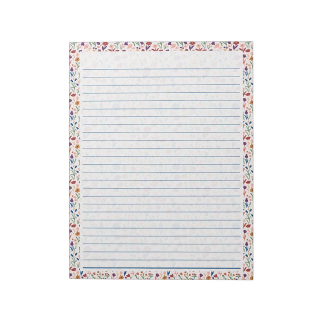 40 Page Notepad Colourful Floral Pattern Design (Rotated)