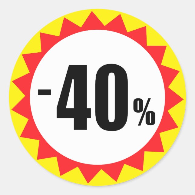 40 percent sale discount stickers red white yellow (Front)